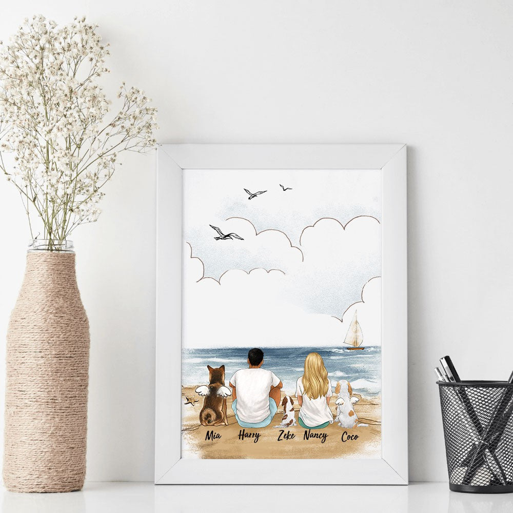 Printable Digital File - Personalized gifts for dog lovers - DOG & COUPLE - Beach- Digital PNG Download
