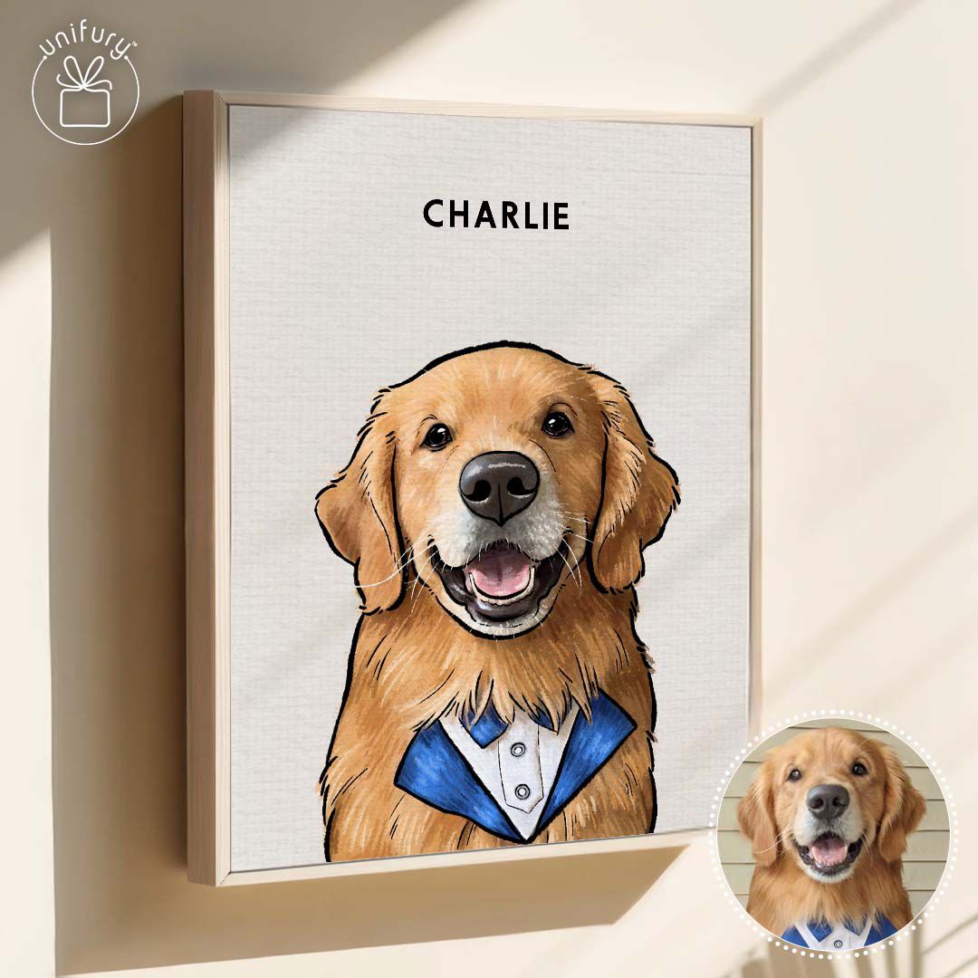 Custom Pet Portrait Framed Canvas - 1 Pet