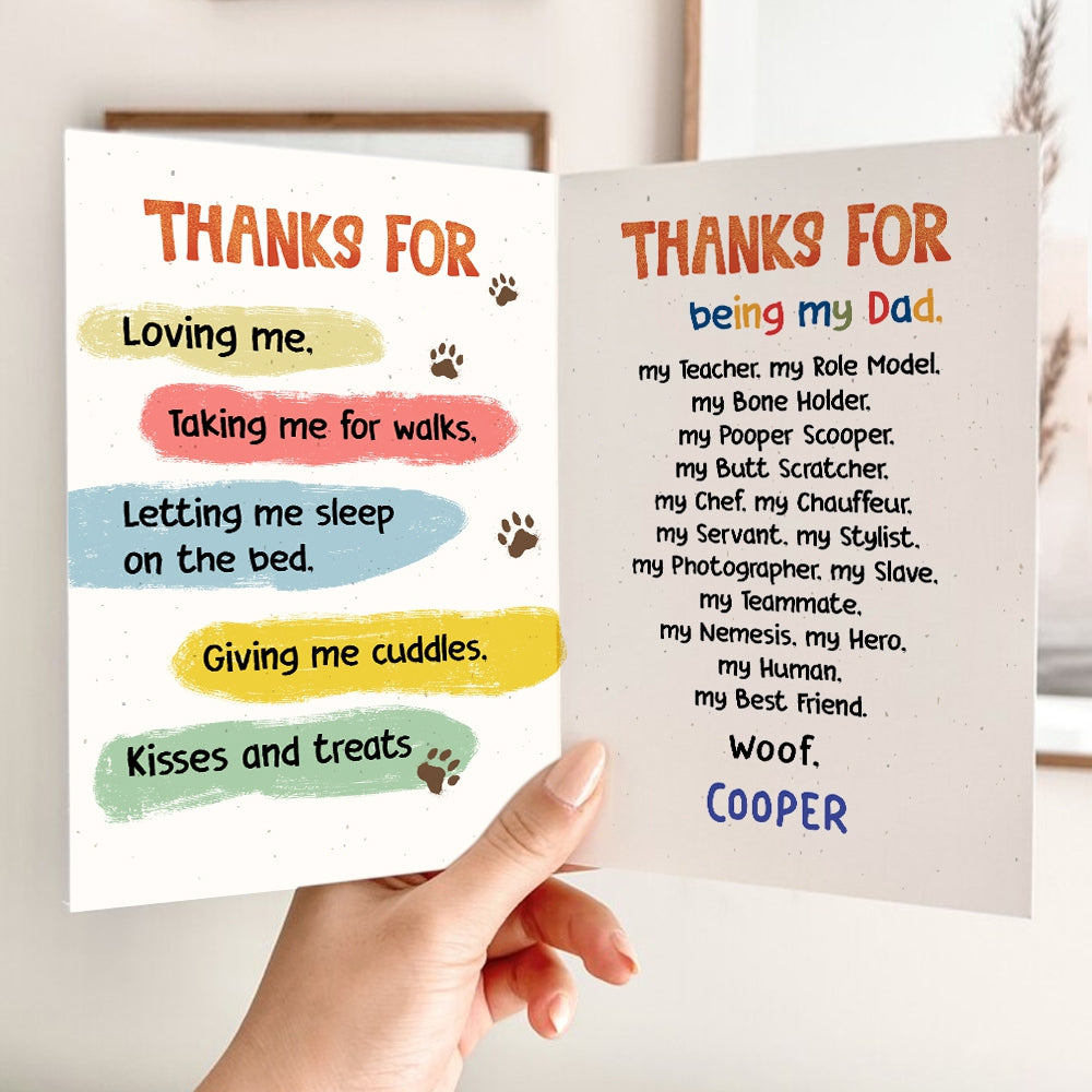Personalized Dad Folded Greeting Card - You&#39;re The Best Dog Dad In The World - Thanks For Being My Dad