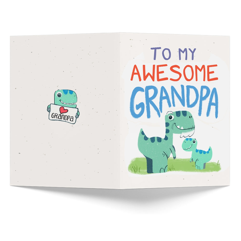 Personalized Grandpa Folded Greeting Card - To My Awesome Grandpa - I Am Lucky To Have You As My Grandpa