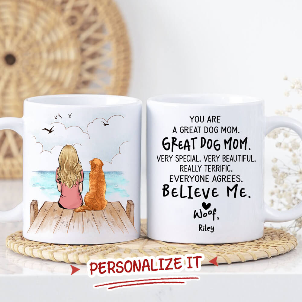 Personalized Dog Mom Coffee Mug - Gifts For Dog Lovers - You Are A Great Dog Mom - Wooden Dock