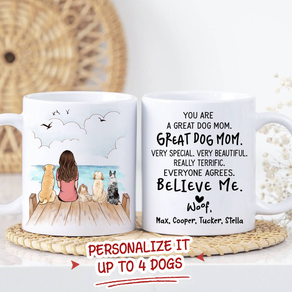 Personalized Dog Mom Coffee Mug - Gifts For Dog Lovers - You Are A Great Dog Mom - Wooden Dock