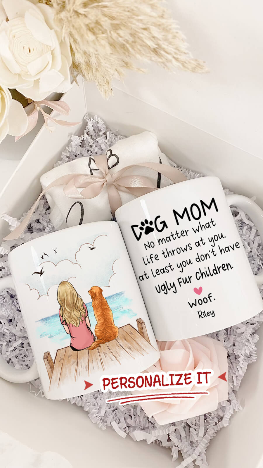 Personalized Dog Mom Coffee Mug - Gifts For Dog Lovers - At Least You Don&#39;t Have Ugly Fur Children - Wooden Dock