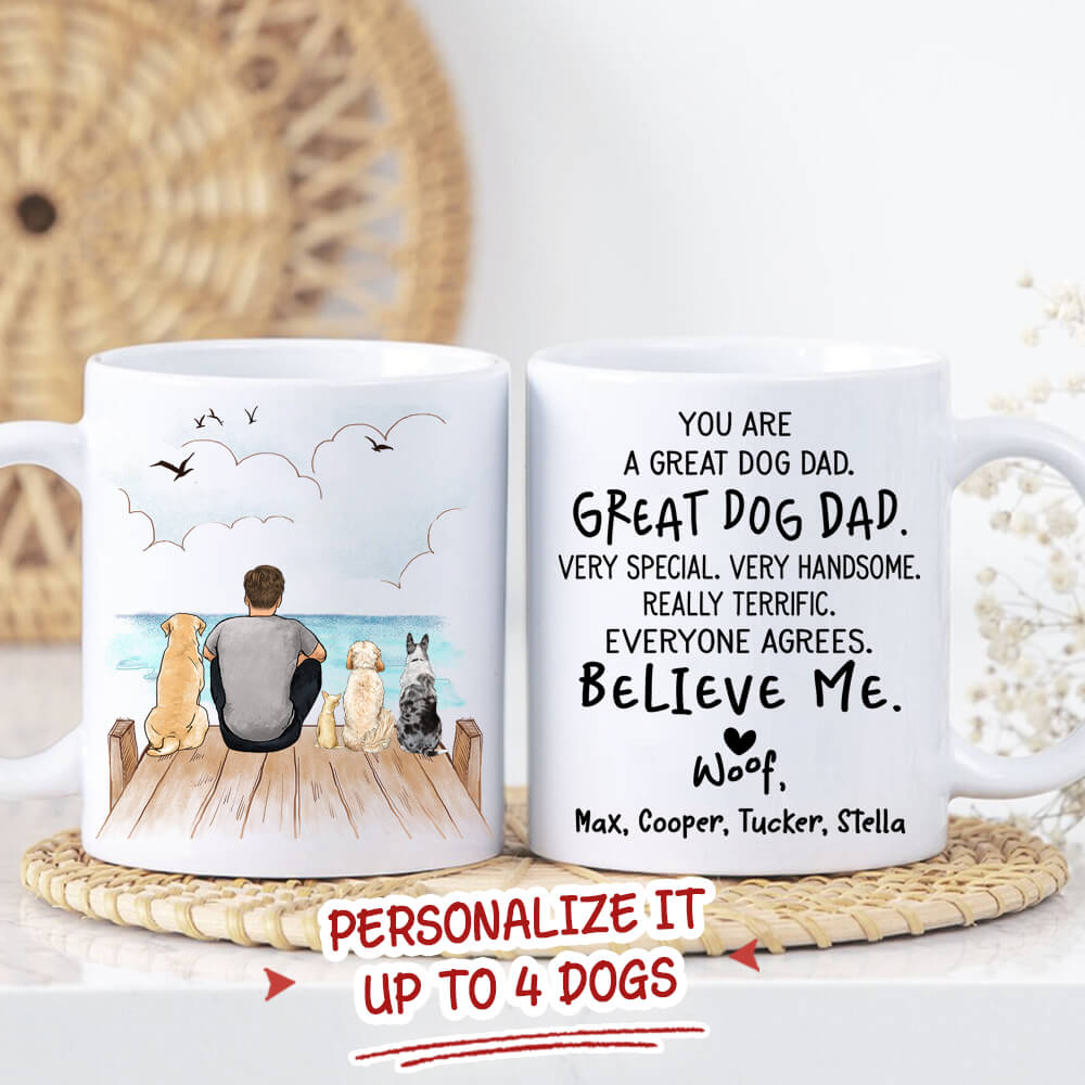 Personalized Dog Dad Coffee Mug - Gifts For Dog Lovers - You Are A Great Dog Dad - Wooden Dock