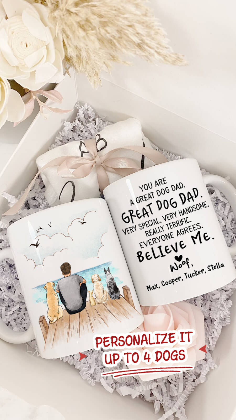 Personalized Dog Dad Coffee Mug - Gifts For Dog Lovers - You Are A Great Dog Dad - Wooden Dock