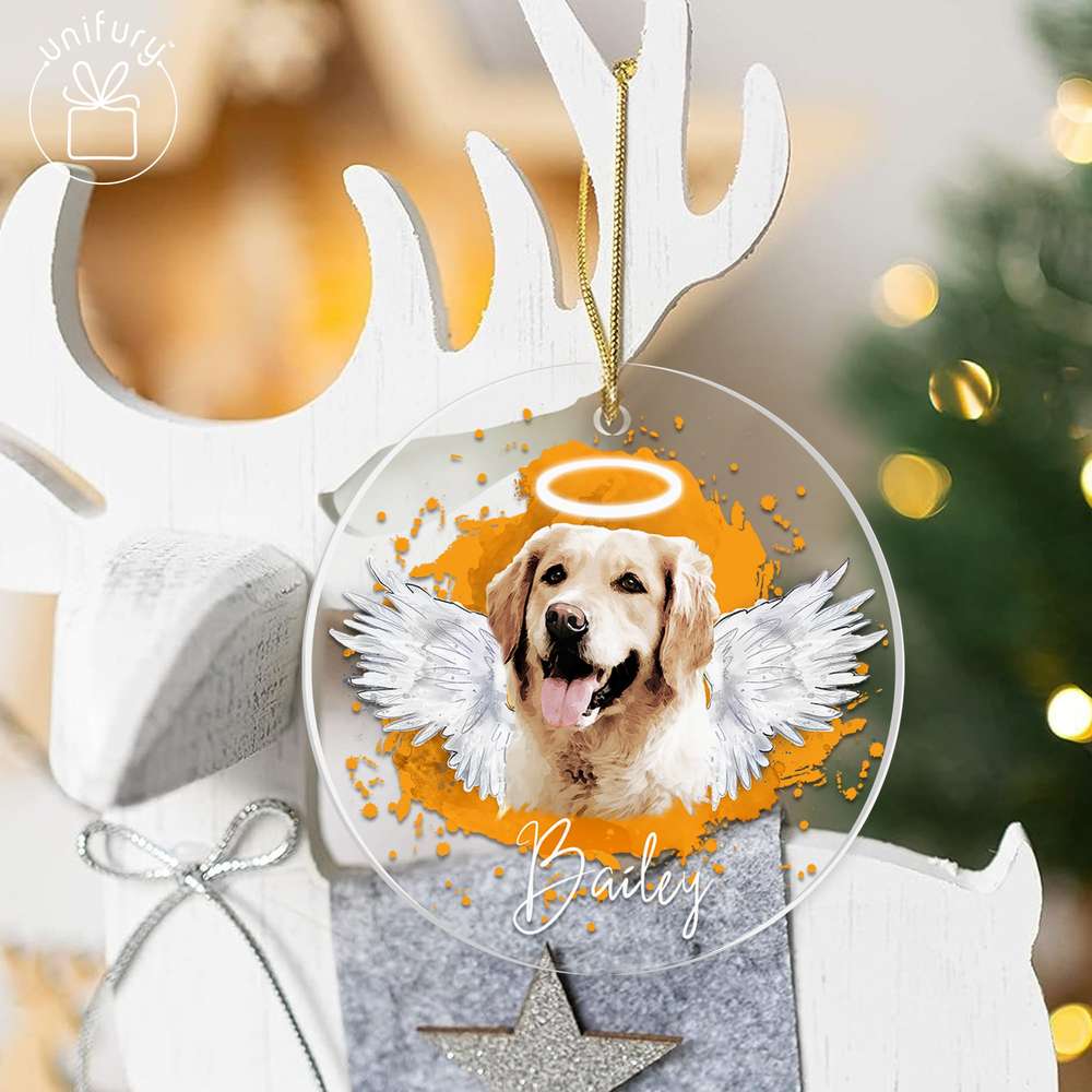 Photo Angel Dog With Wings Pet Portrait Memorial Acrylic Ornament