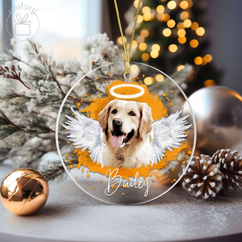 Photo Angel Dog With Wings Pet Portrait Memorial Acrylic Ornament