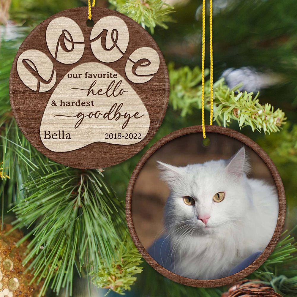 Personalized Memorial Ceramic Ornament gifts for dog cat lovers - Our favorite hello