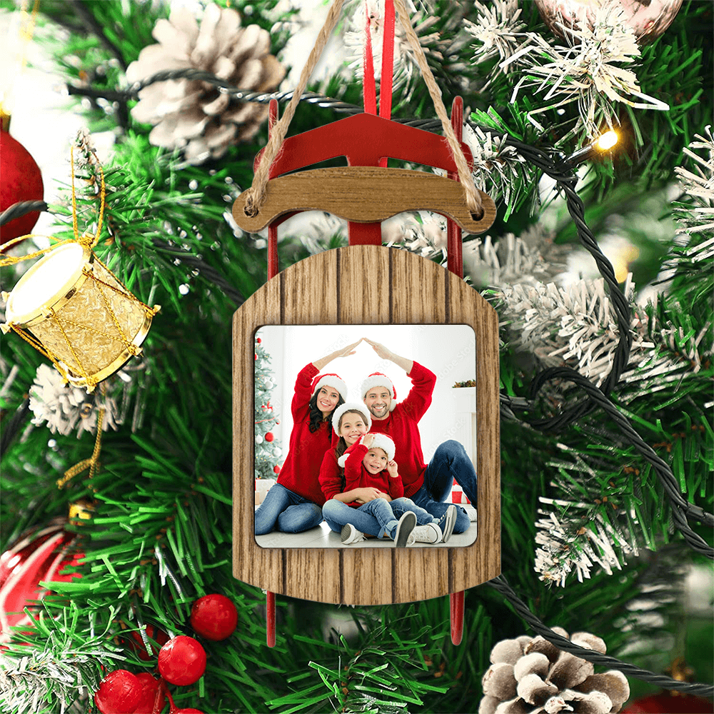 Personalized Christmas Sled Ornament gifts - Custom Photo