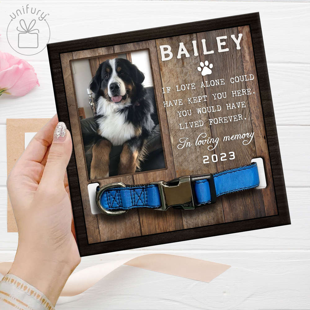 Colar Frame In Loving Memory Personalized Memorial Wooden Pet Collar Frame - Unifury