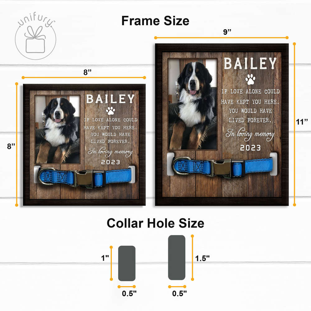 In Loving Memory Personalized Memorial Wooden Pet Collar Frame