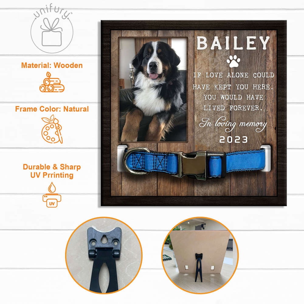 Colar Frame In Loving Memory Personalized Memorial Wooden Pet Collar Frame - Unifury