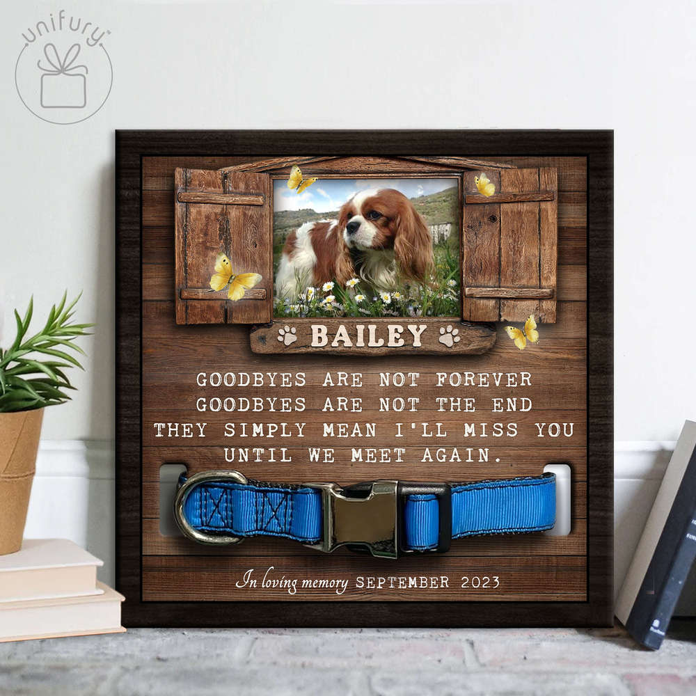 Goodbyes Are Not Forever Personalized Memorial Wooden Pet Collar Frame