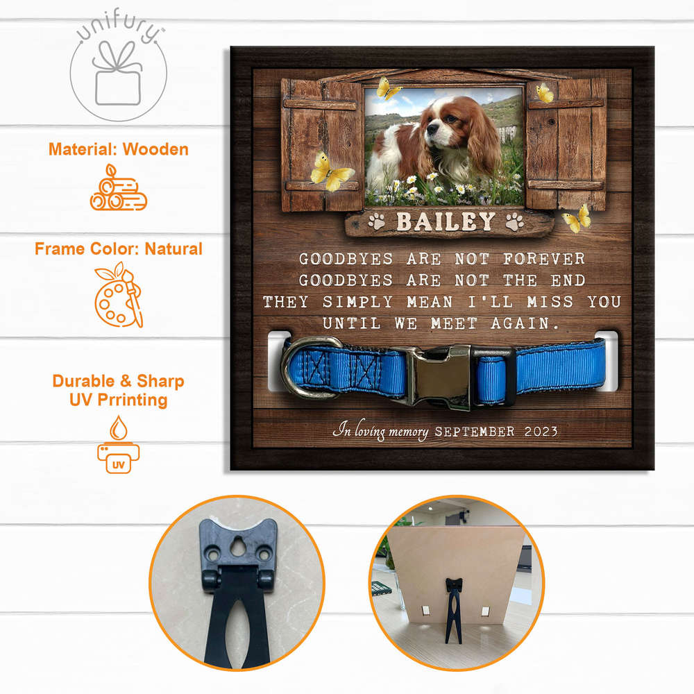 Goodbyes Are Not Forever Personalized Memorial Wooden Pet Collar Frame