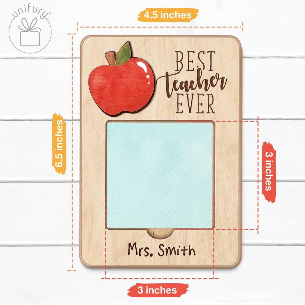 Personalized Best Teacher Ever Apple Sticky Note Holder, Custom Teacher Name Gift