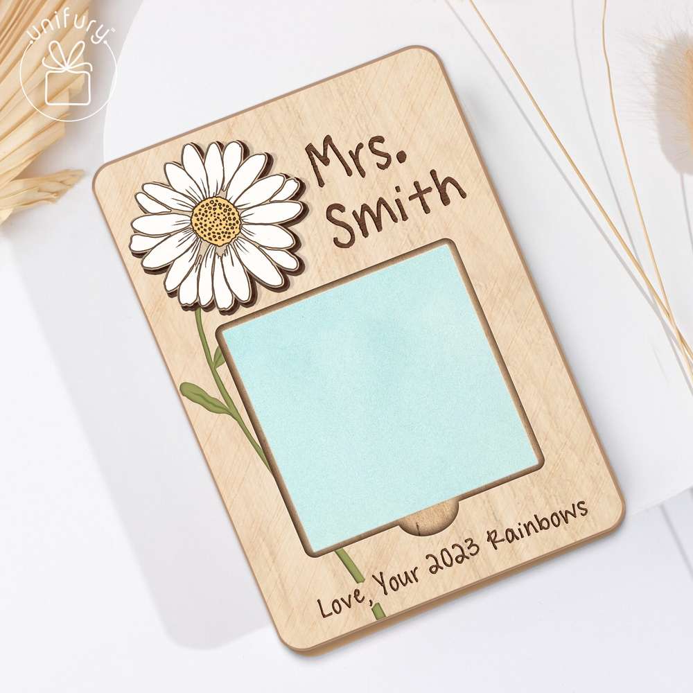 Personalized Teacher Flower Sticky Note Holder, Custom Teacher Name