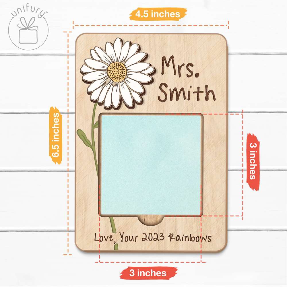 Personalized Teacher Flower Sticky Note Holder, Custom Teacher Name