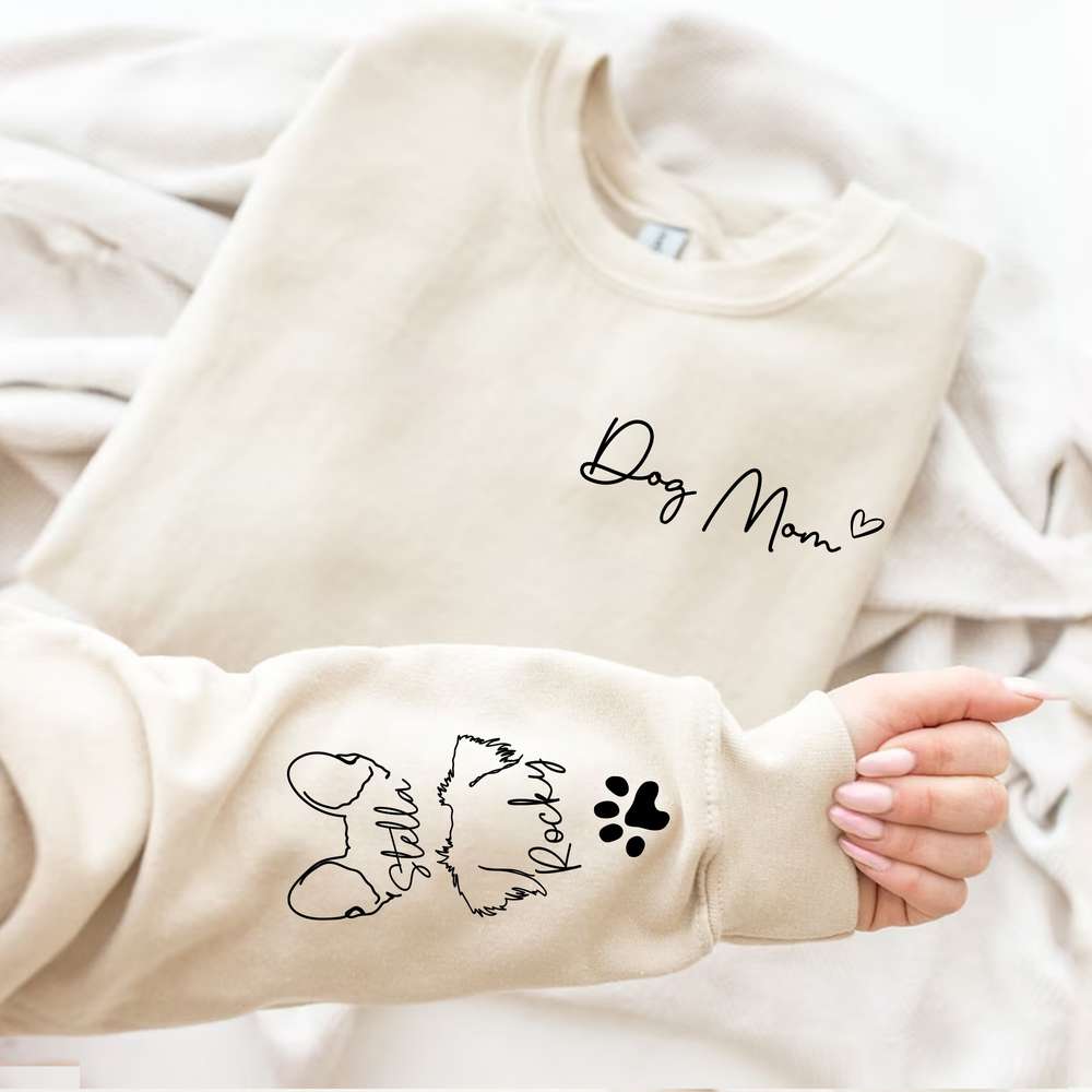 Personalized Dog Mom Sleeve Printed Standard Sweatshirt