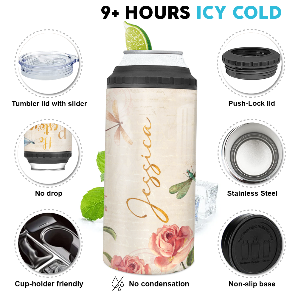 Personalized Christian Can Cooler - Insulated Beer Can Holder Gifts For Christian Women - Beer Can Insulator - He Restores My Soul