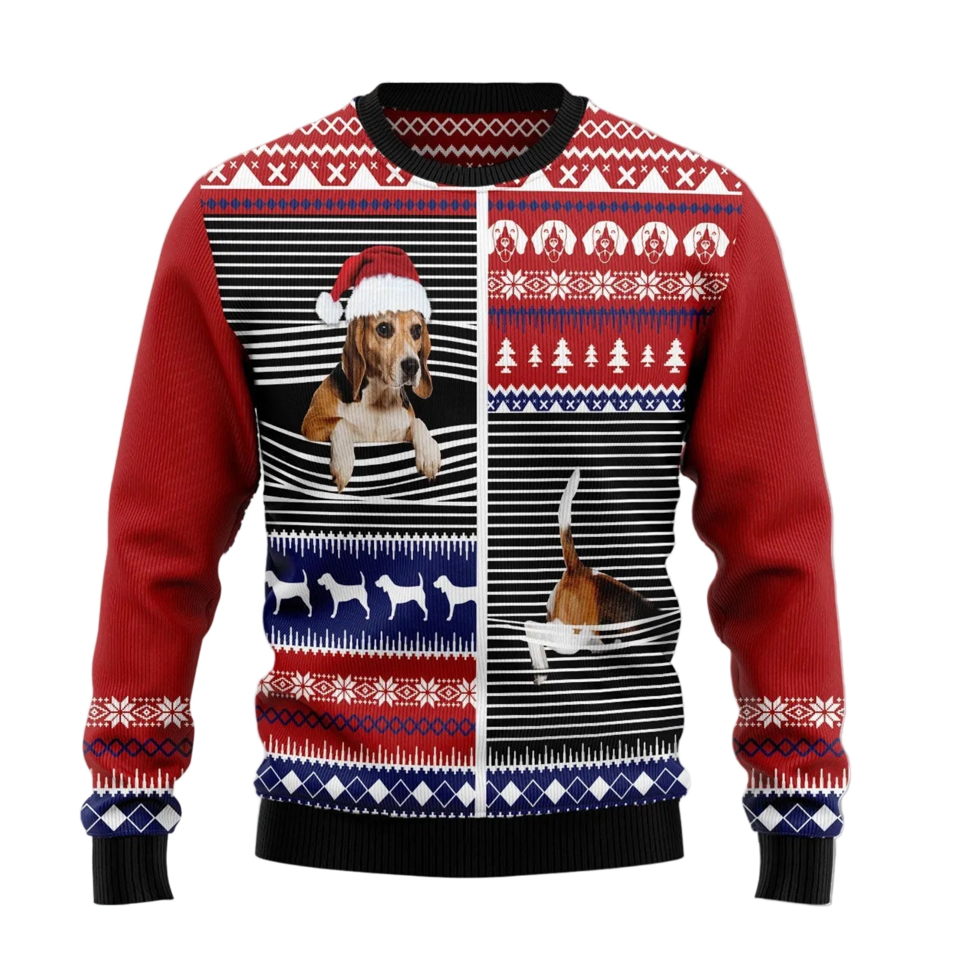 Lovely Beagle Christmas Ugly Christmas Sweater, Cute Beagle Dog Holiday Pullover for Beagle Owners and Dog Moms