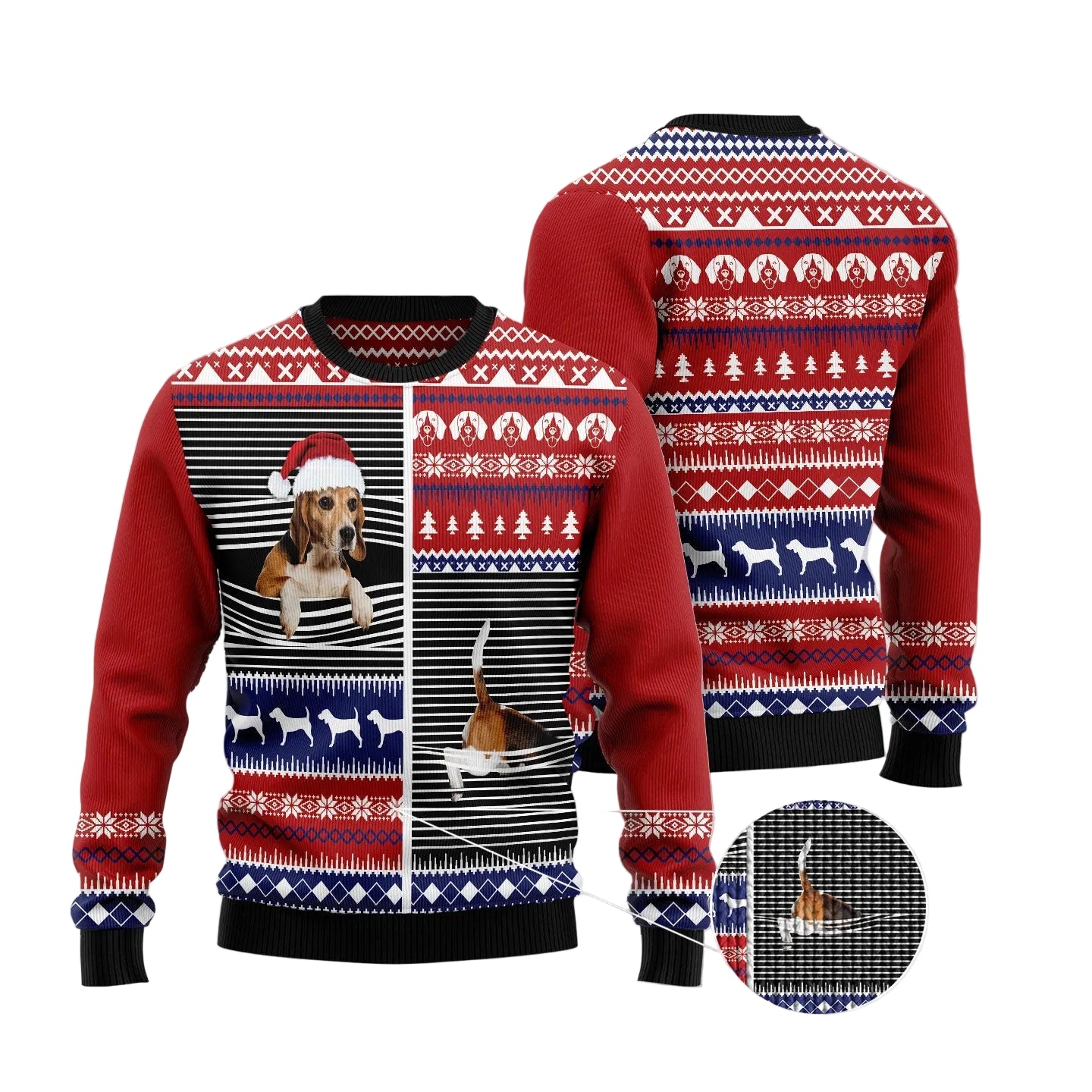 Lovely Beagle Christmas Ugly Christmas Sweater, Cute Beagle Dog Holiday Pullover for Beagle Owners and Dog Moms
