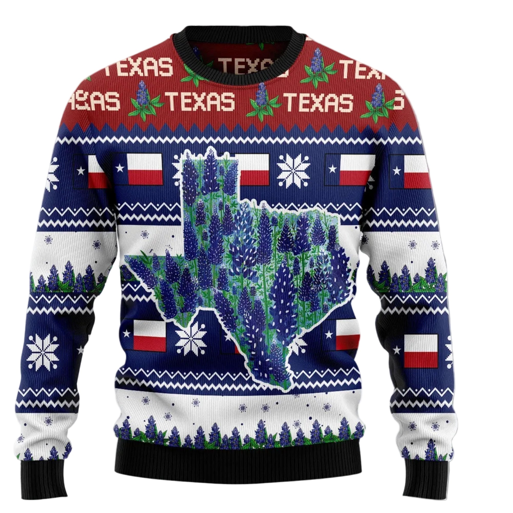 Awesome Texas Bluebonnet Ugly Christmas Sweater for Men and Women, Festive Holiday Outfit for Texas Flower Lovers
