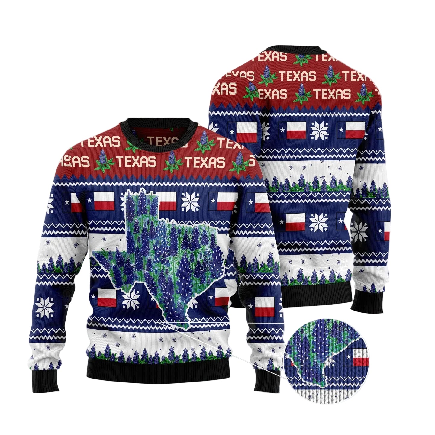 Awesome Texas Bluebonnet Ugly Christmas Sweater for Men and Women, Festive Holiday Outfit for Texas Flower Lovers