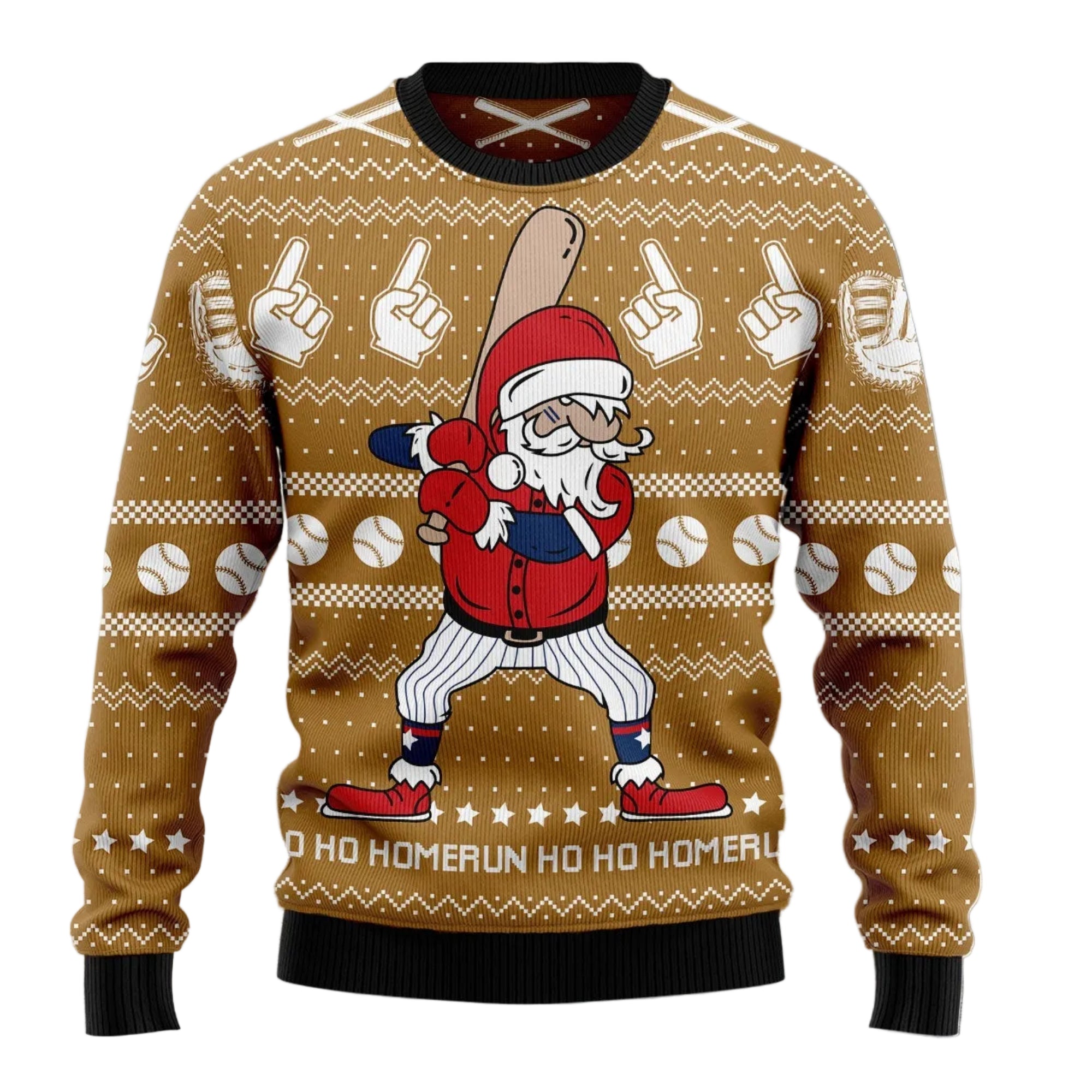 Baseball Ho Ho Homerun Ugly Christmas Sweater, Unisex Holiday Party Outfit, Gift for Baseball Players and Fans