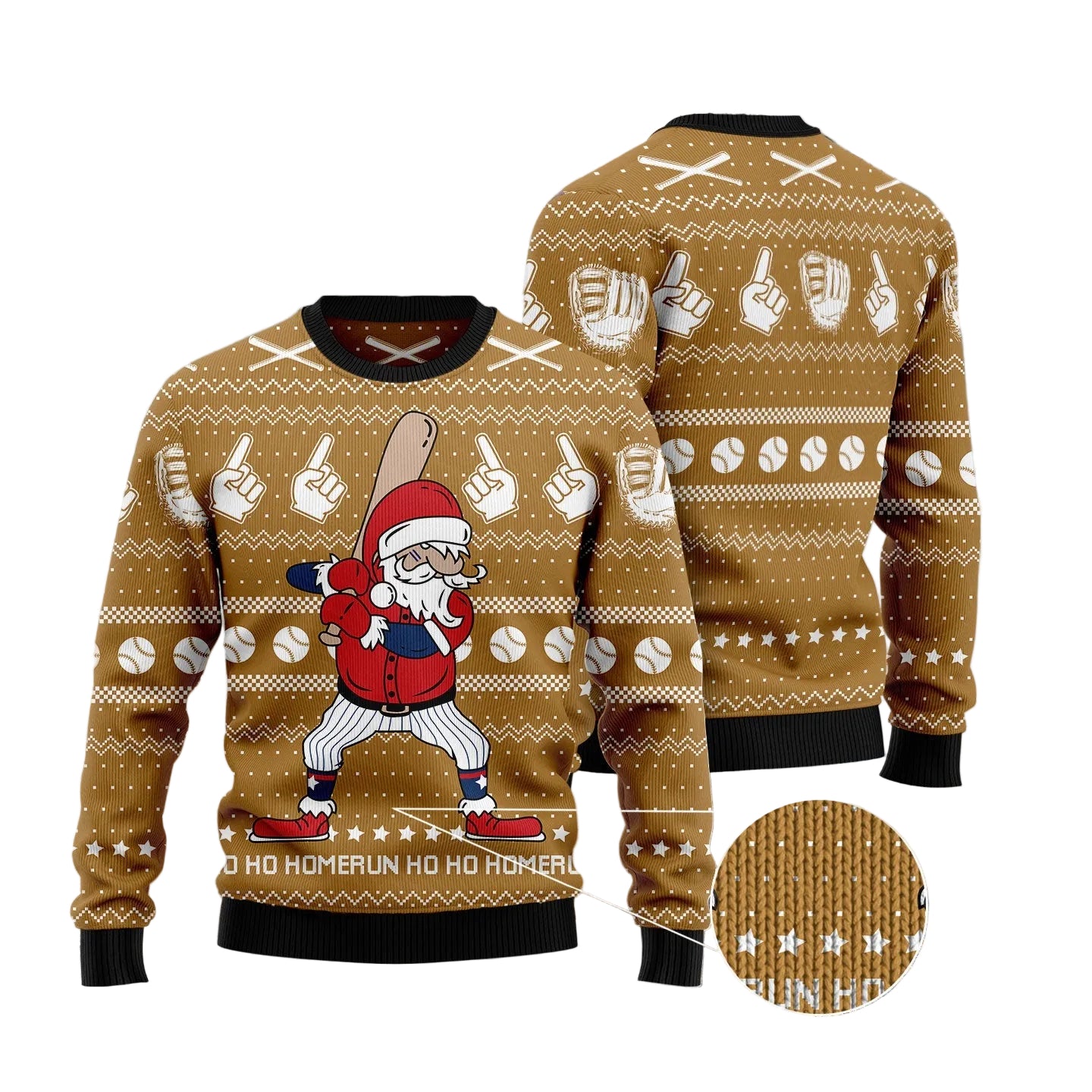 Baseball Ho Ho Homerun Ugly Christmas Sweater, Unisex Holiday Party Outfit, Gift for Baseball Players and Fans