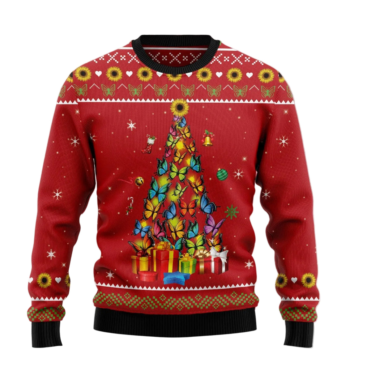 Butterfly Christmas Tree Ugly Christmas Sweater | Fun Holiday Look for Men & Women | Men & Women Party Outfit