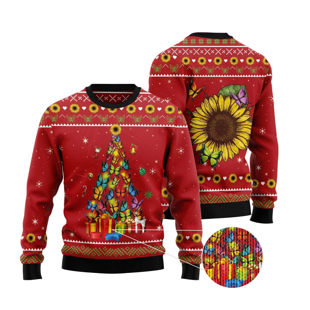 Butterfly Christmas Tree Ugly Christmas Sweater | Fun Holiday Look for Men & Women | Men & Women Party Outfit