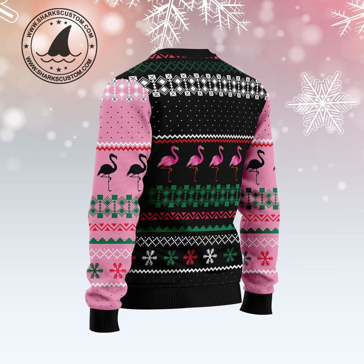 Candy Cane Flamingo Ugly Christmas Sweater, Funny Flamingo Christmas Sweater for Women, Tropical Holiday Gift for Christmas Lovers