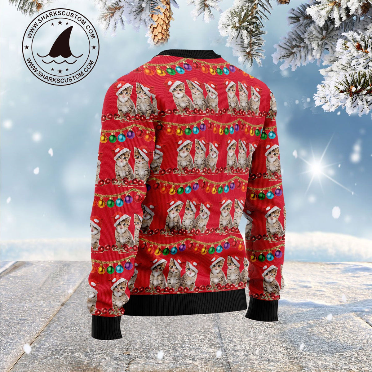Cat Themed Kitten Ugly Christmas Sweater | Holiday Gift for Cat Lovers | Plus Size Party Outfit for Cat Lovers