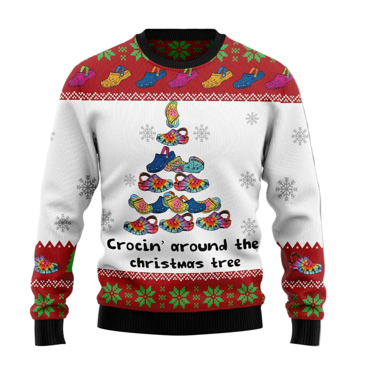 Crocin Around the Christmas Tree Ugly Christmas Sweater, Funny Crocodile Christmas Tree Pun, Holiday Sweater for Adults