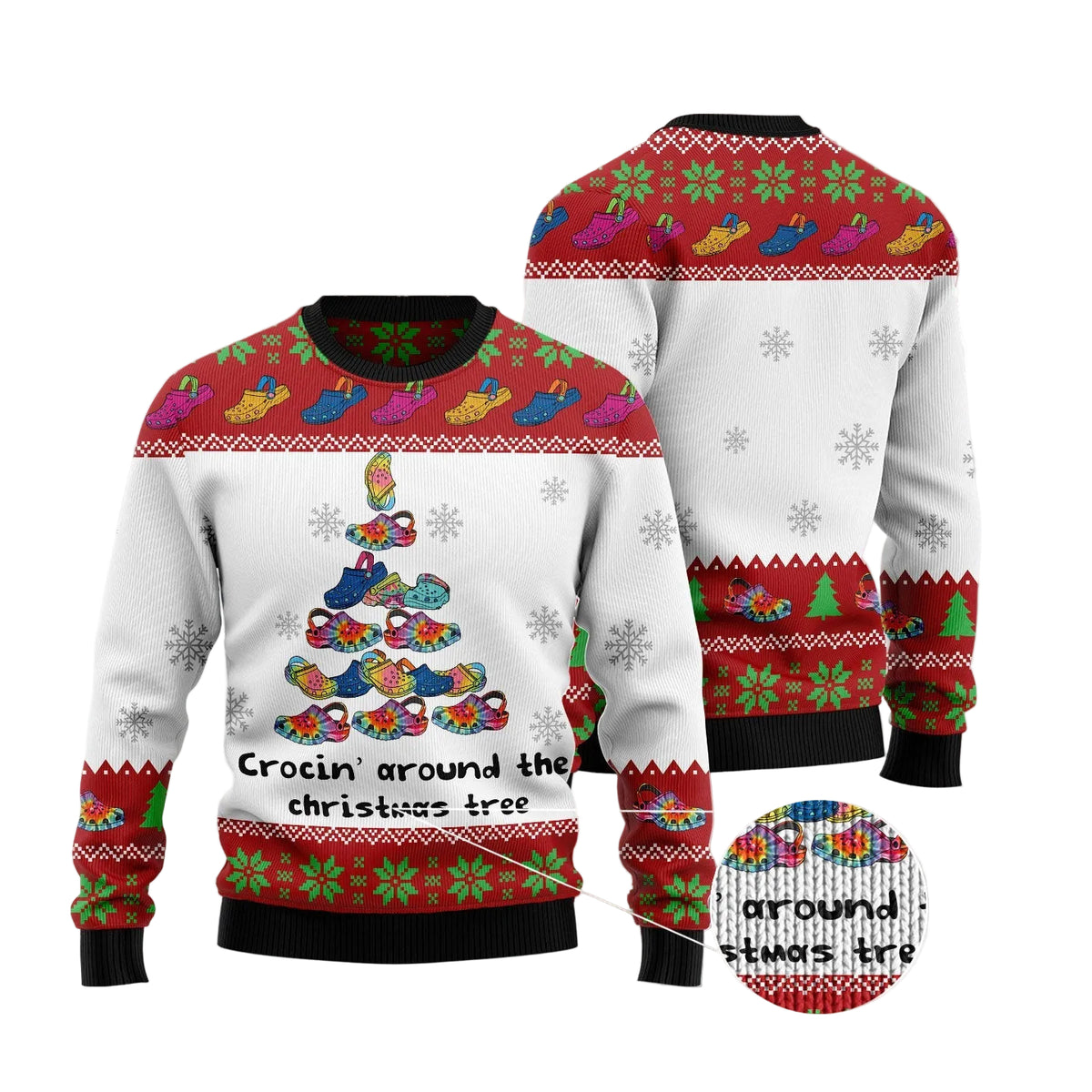 Crocin Around the Christmas Tree Ugly Christmas Sweater, Funny Crocodile Christmas Tree Pun, Holiday Sweater for Adults