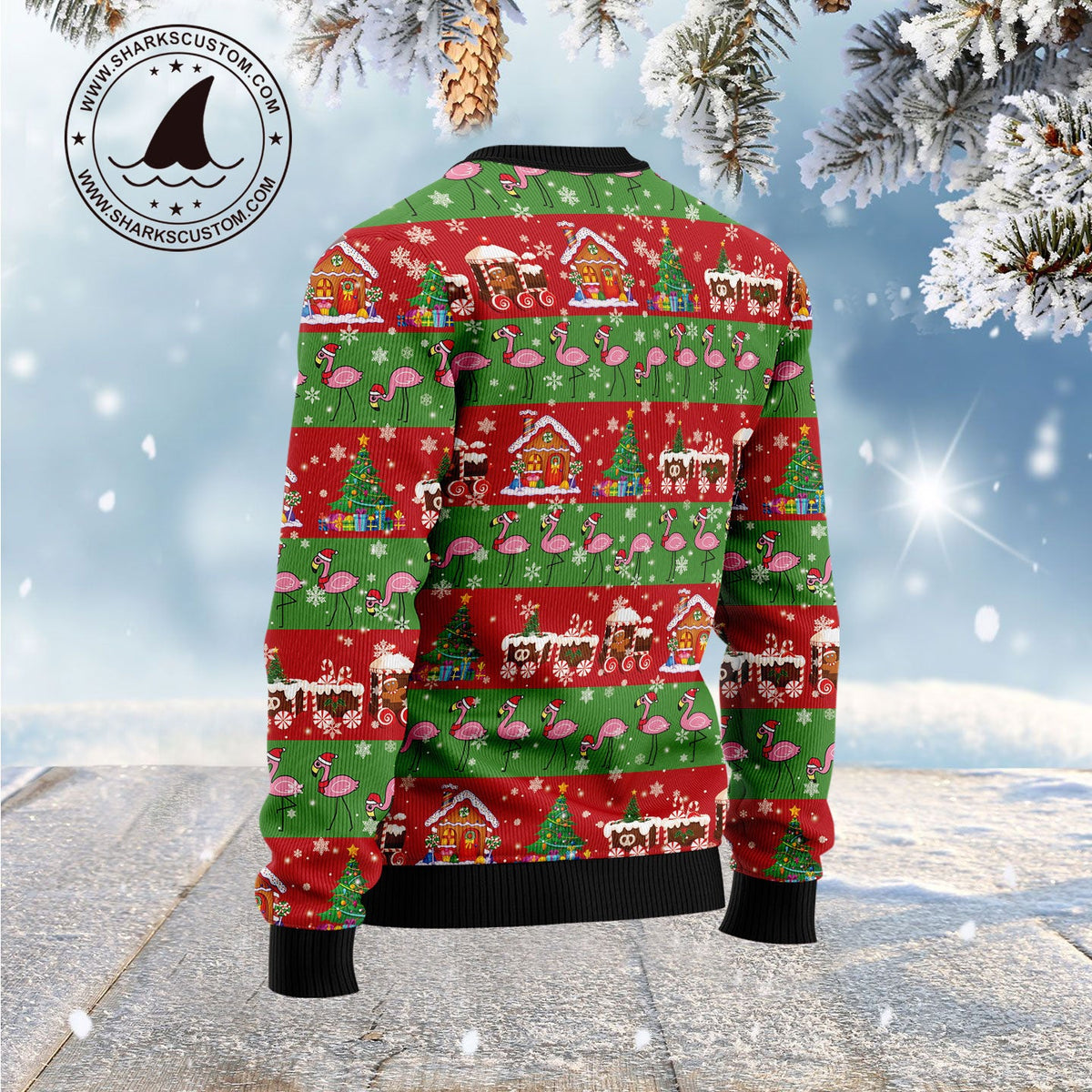 Flamingo Snow Ugly Christmas Sweater | Holiday Gift for Flamingo Lovers | Festive Party Top for Flamingo Lovers