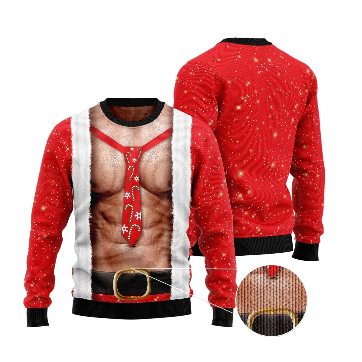 Funny Six Pack Muscle Ugly Christmas Sweater for Men and Women, Funny Holiday Party Outfit, Festive Christmas Gift