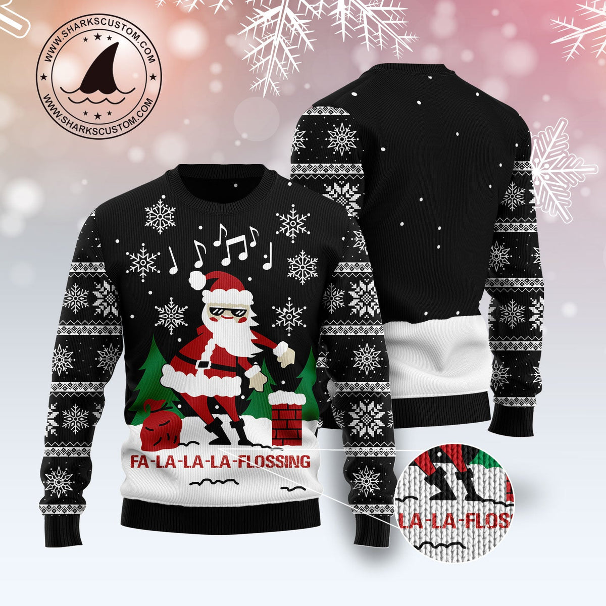 La-La-La Flossing Santa Claus Ugly Christmas Sweater | Matching Family Party Outfit | Unisex Seasonal Gift Idea