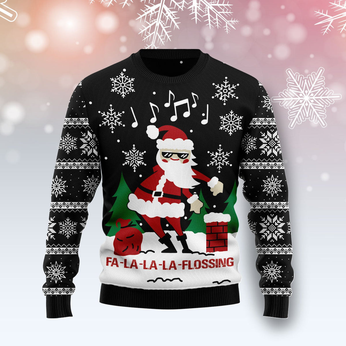 La-La-La Flossing Santa Claus Ugly Christmas Sweater | Matching Family Party Outfit | Unisex Seasonal Gift Idea