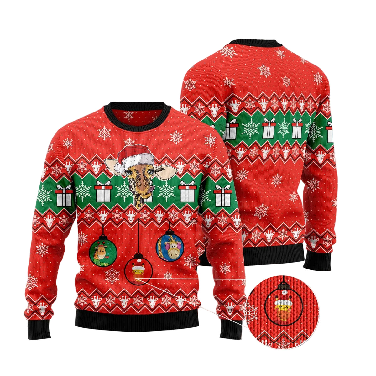 Lovely Giraffe Ugly Christmas Sweater, Giraffe Lover Holiday Sweater for Men and Women, Funny Xmas Party Look