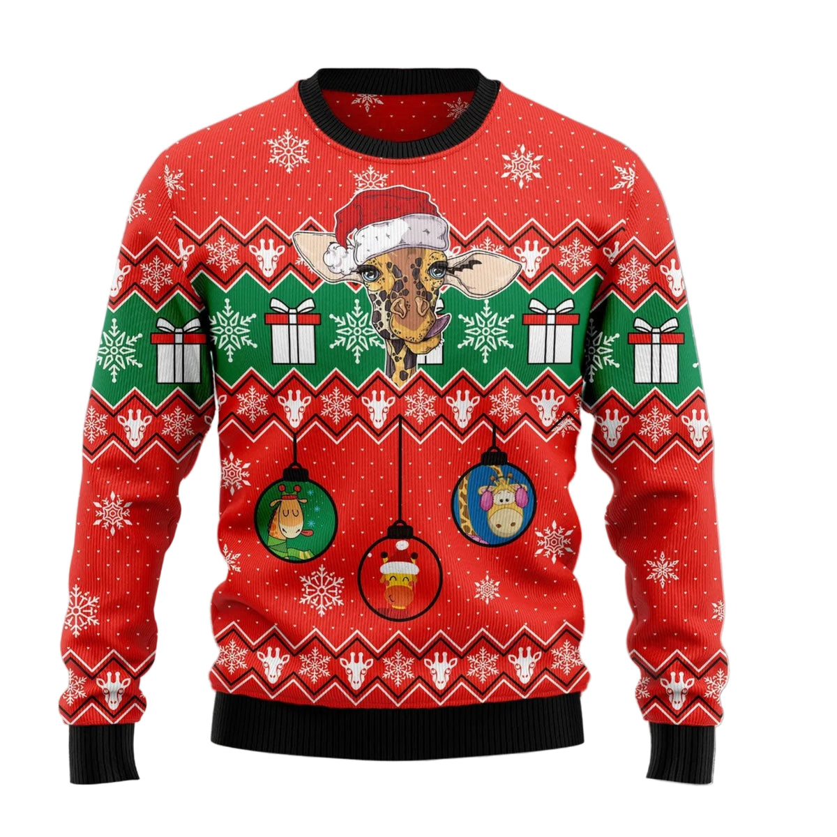 Lovely Giraffe Ugly Christmas Sweater, Giraffe Lover Holiday Sweater for Men and Women, Funny Xmas Party Look