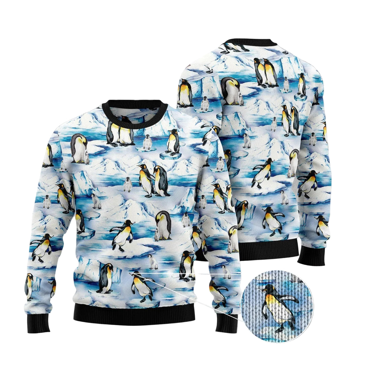 Lovely Penguin Ugly Christmas Sweater, Cute Christmas Penguin Holiday Print, Seasonal Gift for Penguin Lovers