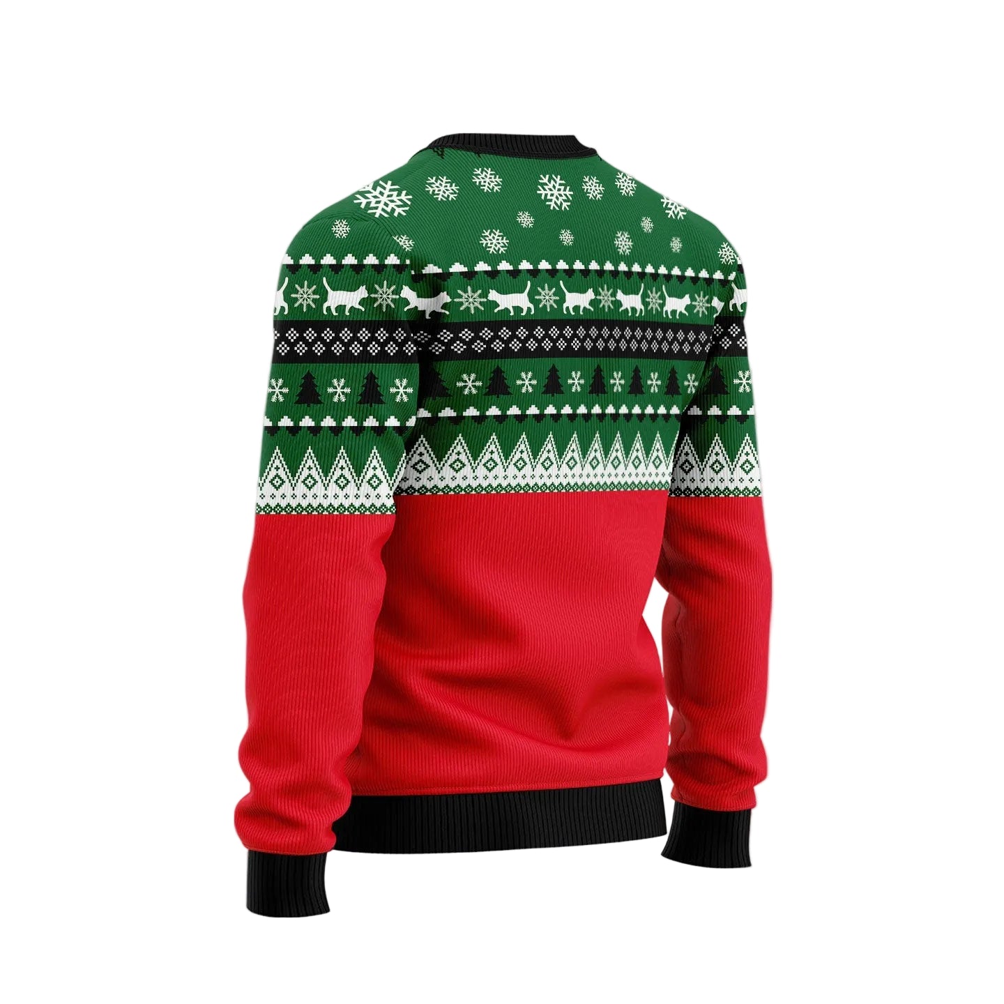 Meow Meow Black Cat Ugly Christmas Sweater, Funny Cat Lover Holiday Party Outfit, Christmas Gift for Cat Mom and Dad