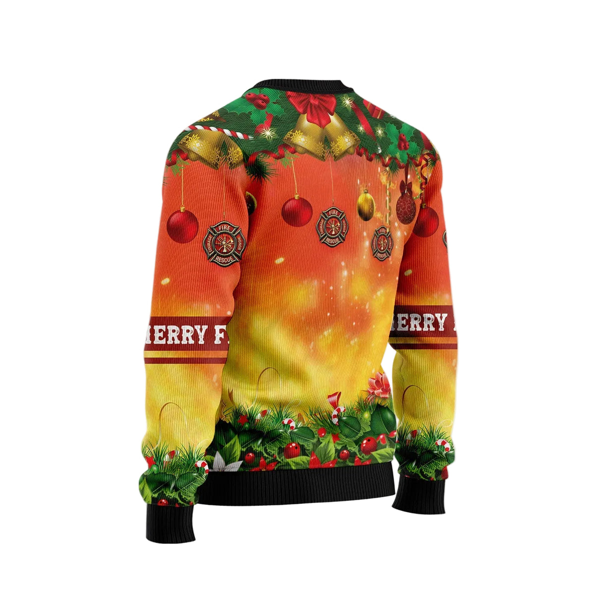Merry Fire Mas Firefighter Ugly Christmas Sweater, Holiday Party Pullover for Men and Women, Gift for Firefighters