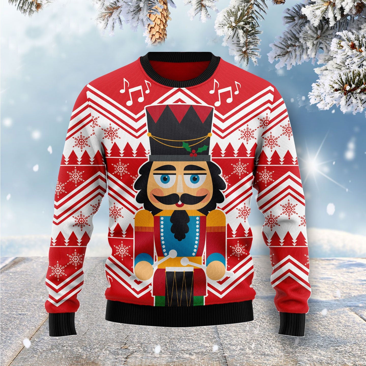 Nutcracker With Drum Ugly Christmas Sweater, Unisex Holiday Party Outfit, Gift for Nutcracker and Music Lovers