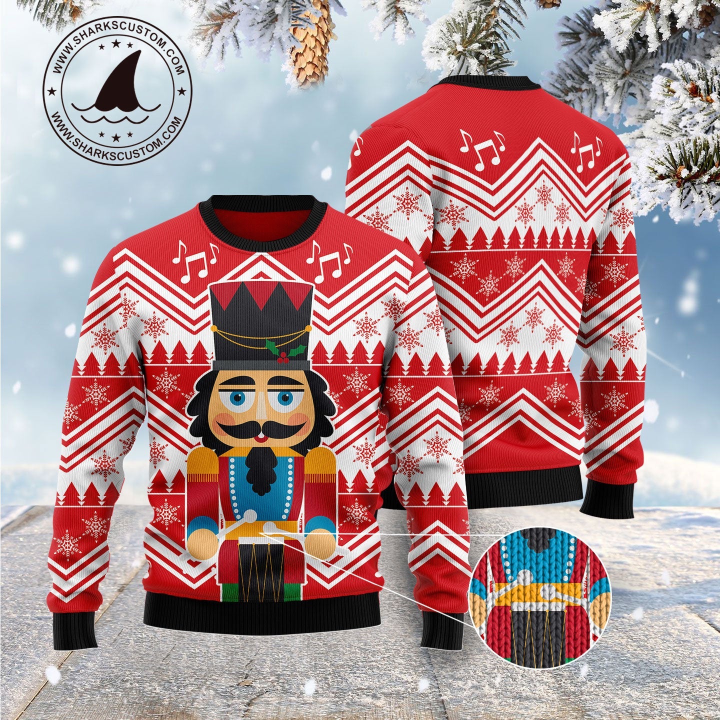 Nutcracker With Drum Ugly Christmas Sweater, Unisex Holiday Party Outfit, Gift for Nutcracker and Music Lovers