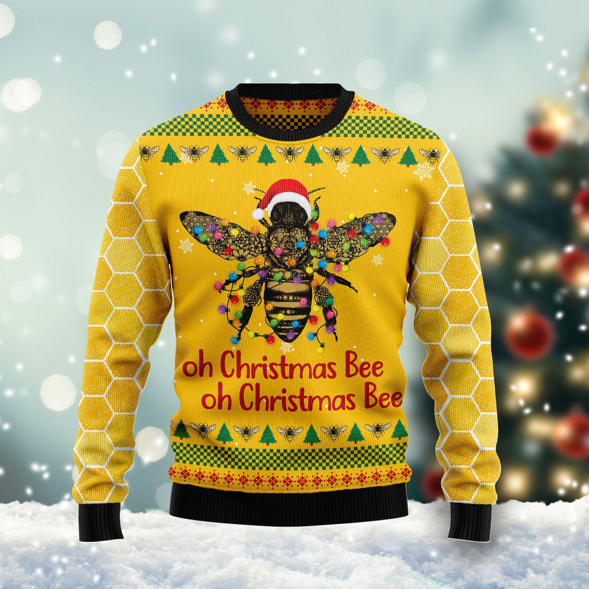 Oh Christmas Bee Ugly Christmas Sweater, Bee Christmas Sweater, Beekeeper Holiday Gift for Men and Women