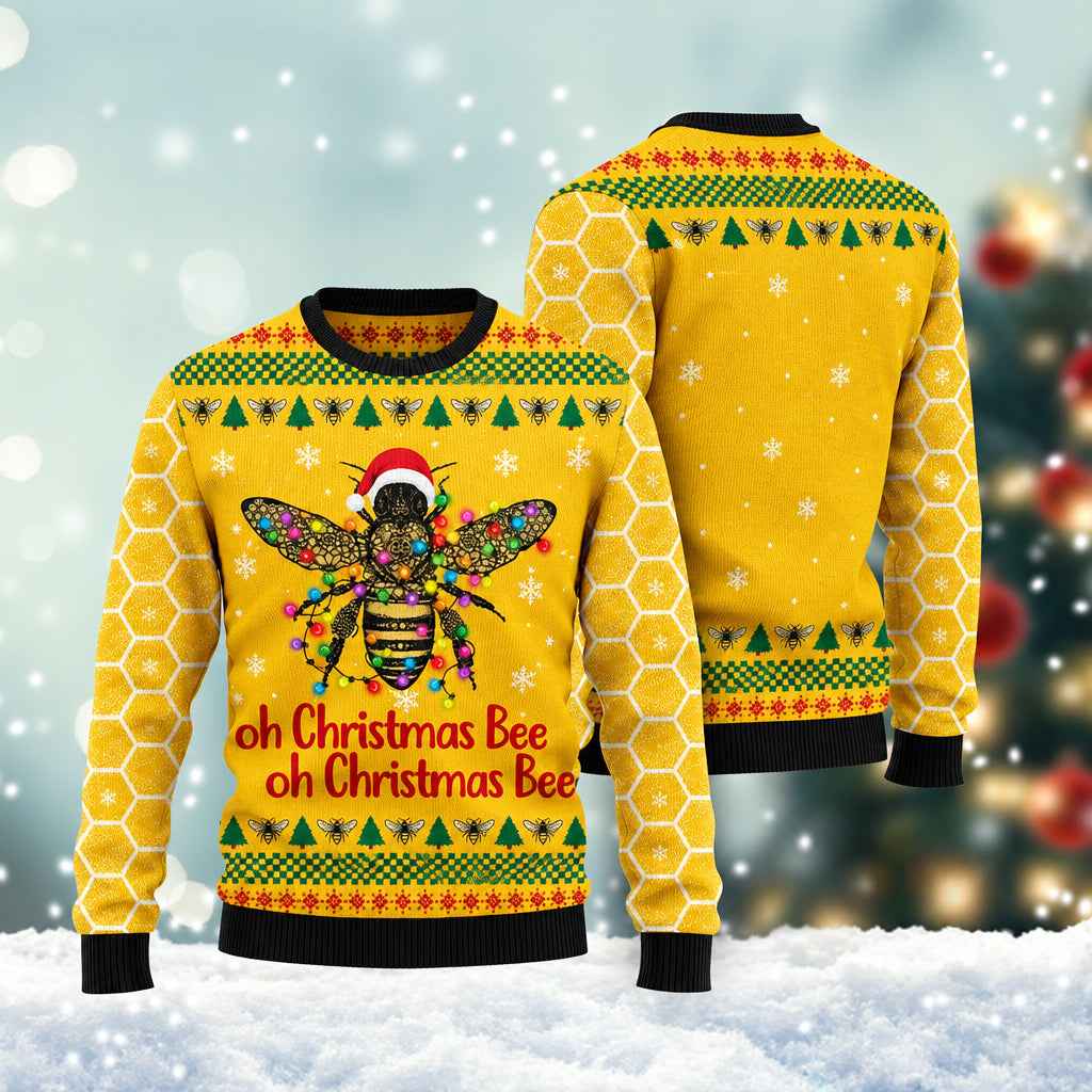 Oh Christmas Bee Ugly Christmas Sweater, Bee Christmas Sweater, Beekeeper Holiday Gift for Men and Women