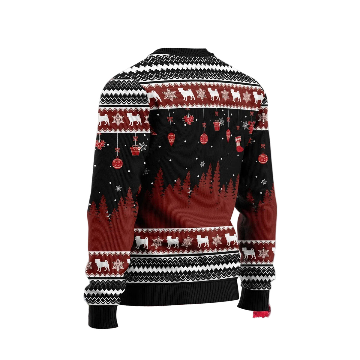 Pug Merry Christmas Ugly Christmas Sweater, Cute Pug Dog Merry Christmas Print, Holiday Party Pullover for Adults