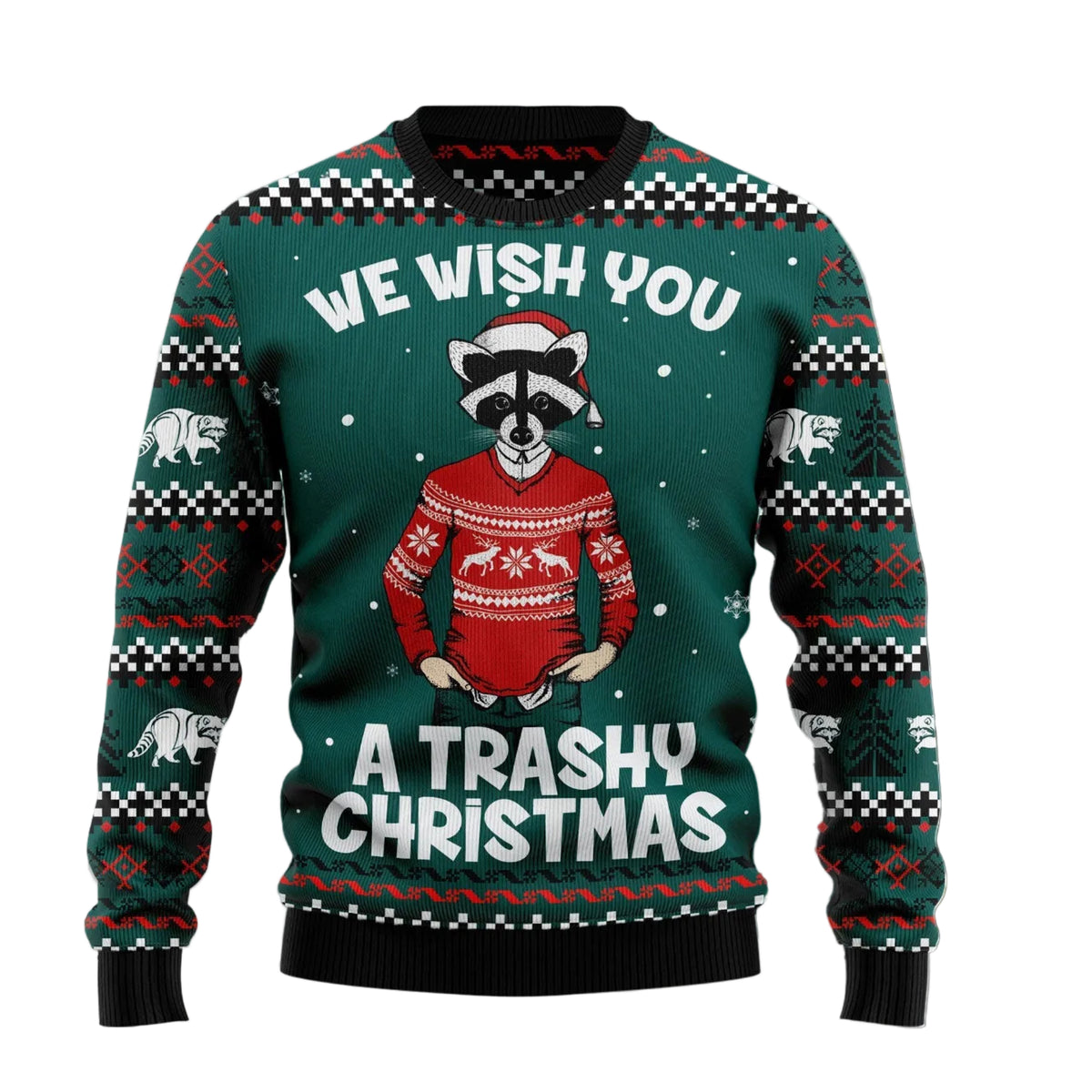 Raccoon A Trashy Christmas Ugly Christmas Sweater | Unisex Holiday Party Outfit | Gift for Men, Women & Friends